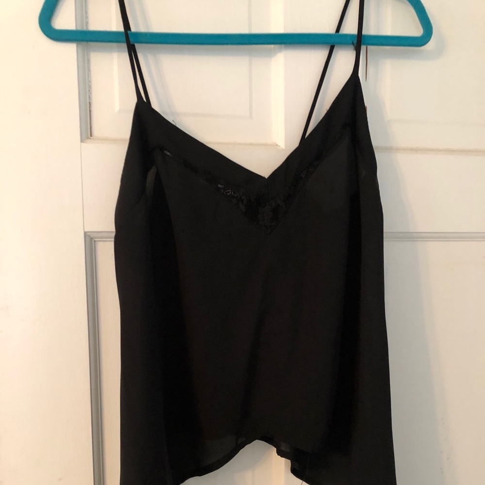 black lace trim tank top